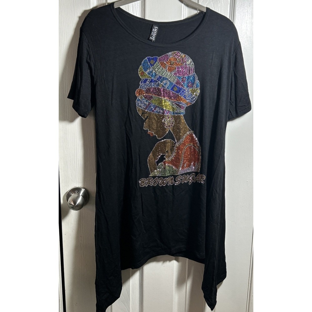 NWT‎ Shiny Womens Tshirt One Size "Brown Sugar" Beaded